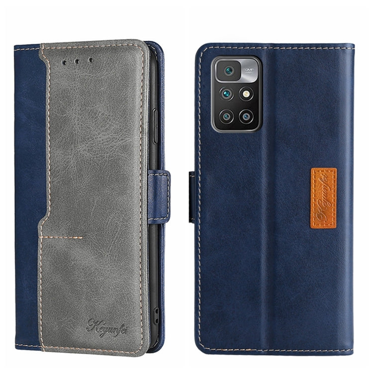 For Xiaomi Redmi 10 Contrast Color Side Buckle Leather Phone Case