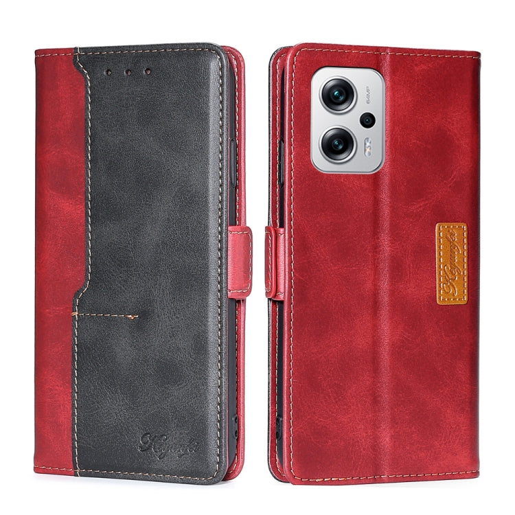 For Xiaomi Redmi Note 11T Pro/Redmi Note 11T Pro+ 5G Contrast Color Side Buckle Leather Phone Case