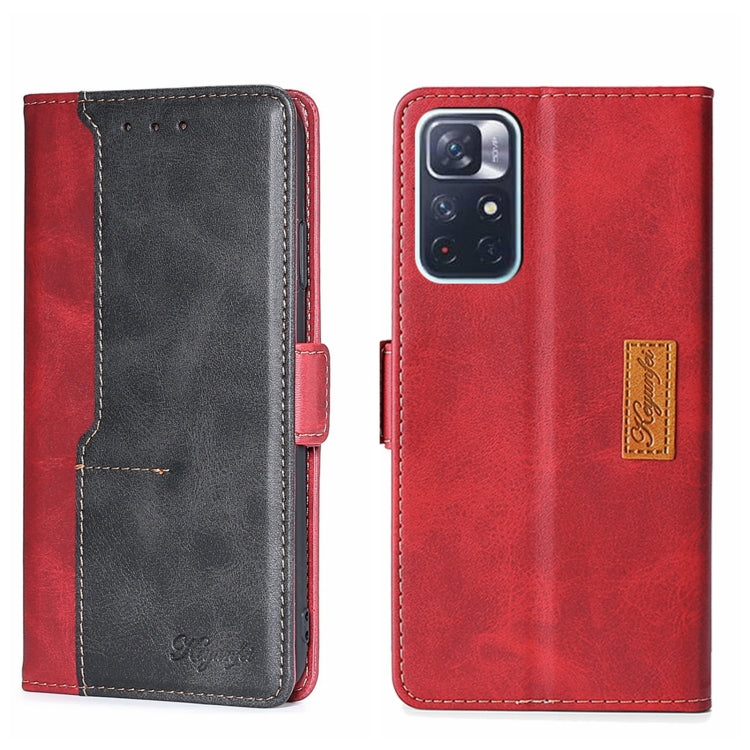 For Xiaomi Redmi Note 11 5G/Poco M4 Pro 5G Contrast Color Side Buckle Leather Phone Case
