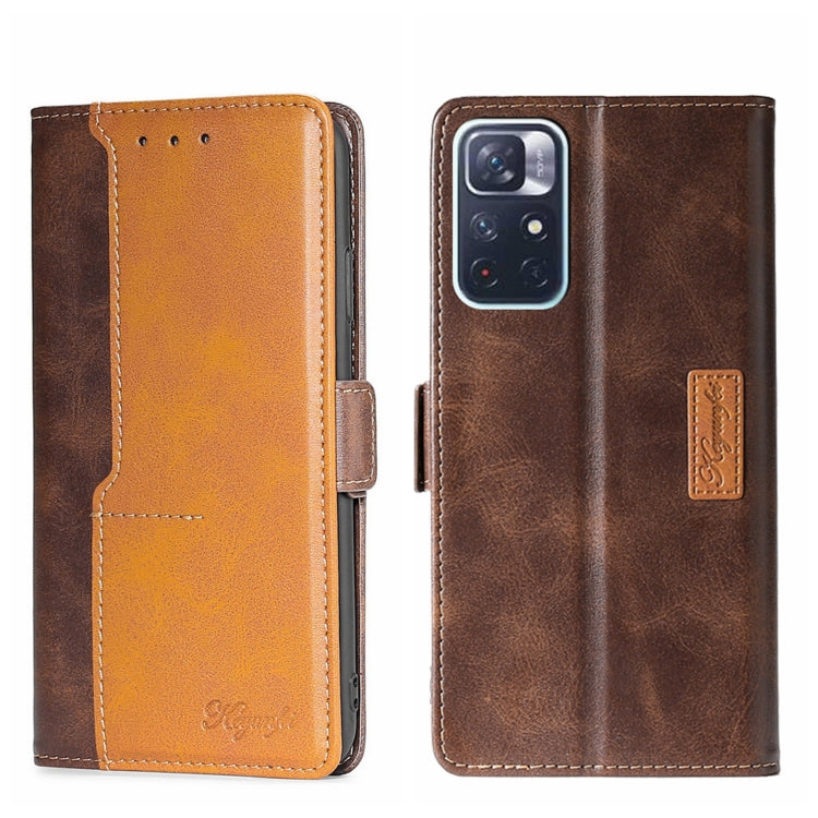 For Xiaomi Redmi Note 11 5G/Poco M4 Pro 5G Contrast Color Side Buckle Leather Phone Case