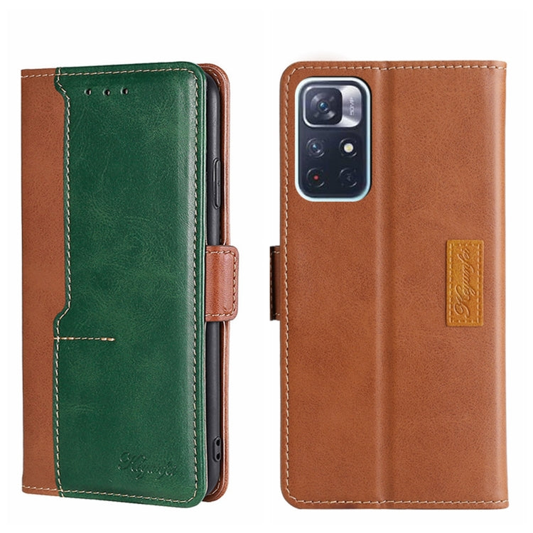 For Xiaomi Redmi Note 11 5G/Poco M4 Pro 5G Contrast Color Side Buckle Leather Phone Case