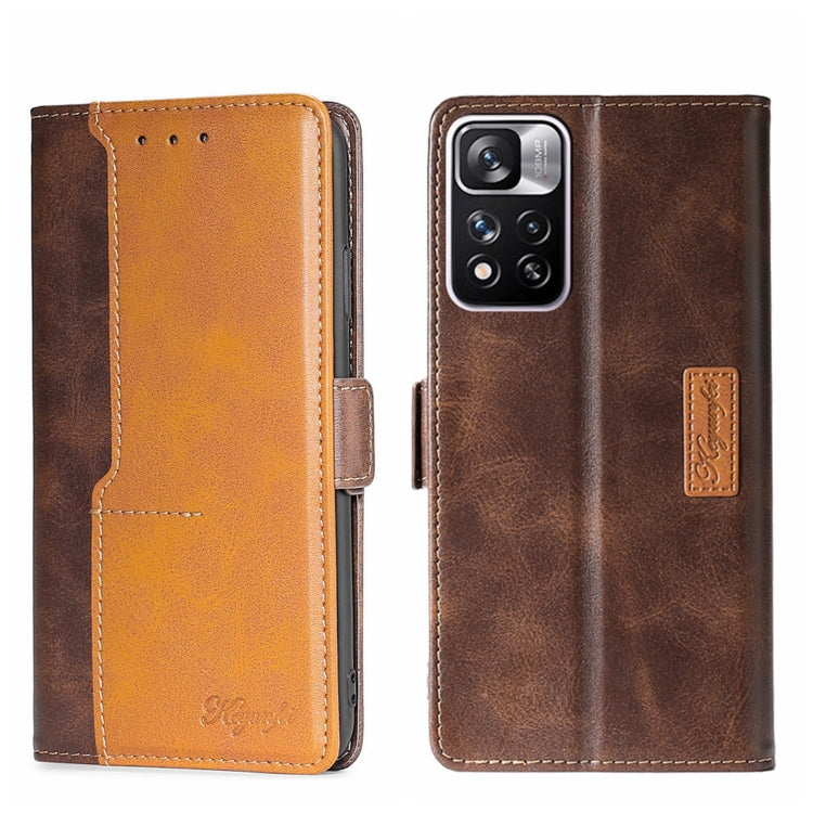 For Xiaomi Redmi Note 11 Pro 5G/Redmi Note 11 Pro+ 5G Contrast Color Side Buckle Leather Phone Case