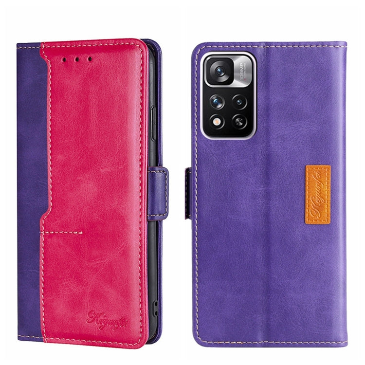 For Xiaomi Redmi Note 11 Pro 5G/Redmi Note 11 Pro+ 5G Contrast Color Side Buckle Leather Phone Case