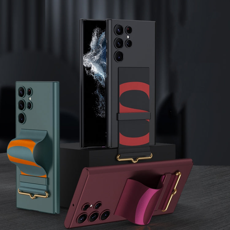 For Samsung Galaxy S22 Ultra 5G GKK Ultra-thin Wristband Holder Phone Case