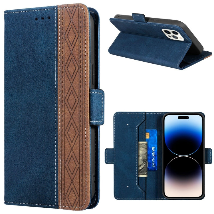 For iPhone 14 Pro Max Stitching Magnetic RFID Leather Case