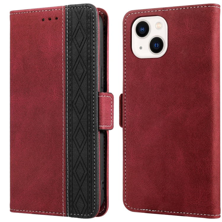For iPhone 14 Plus Stitching Magnetic RFID Leather Case