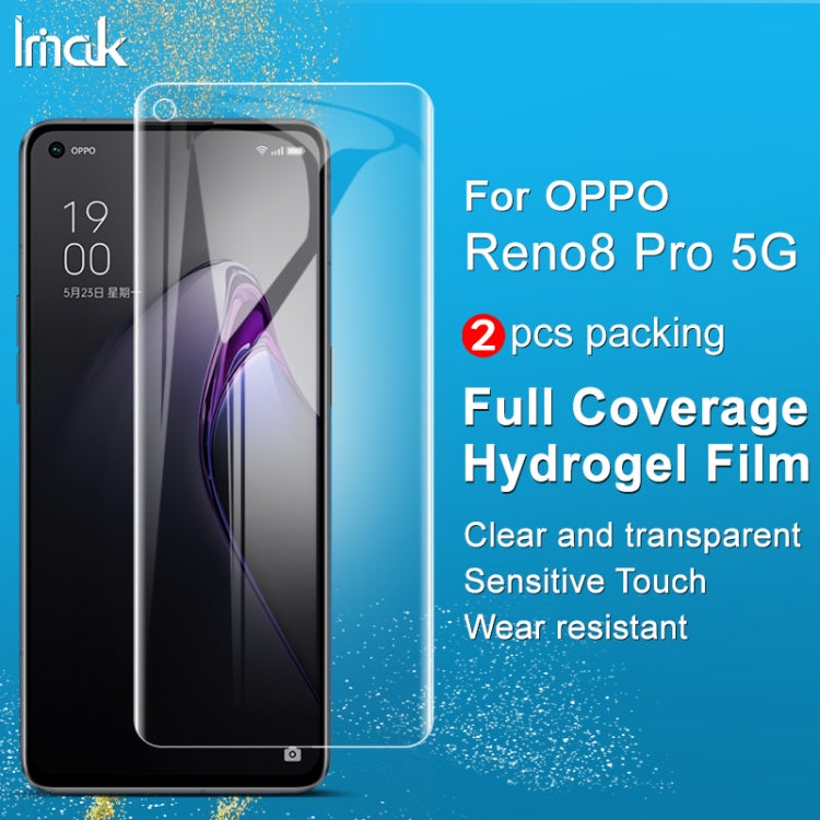 For OPPO Reno8 Pro 5G 2 PCS IMAK Curved Full Screen Hydrogel Film Front Protector