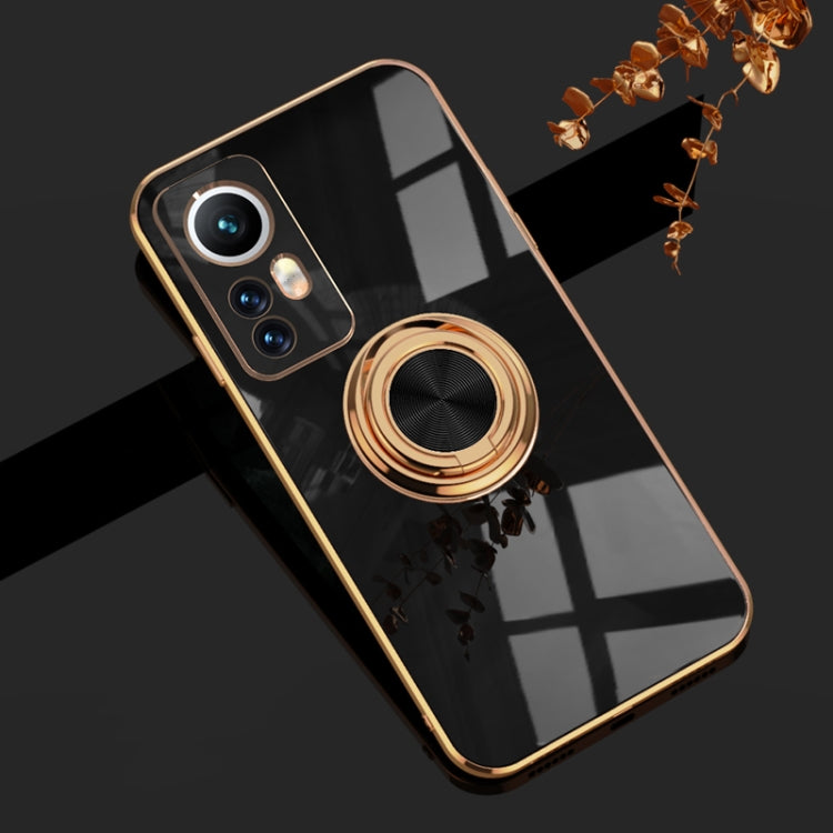 For Xiaomi 12 Lite 6D Electroplating Full Coverage Silicone Phone Case with Magnetic Ring Holder