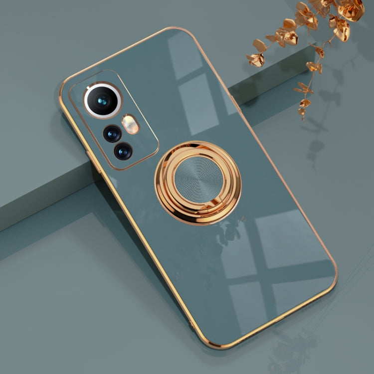 For Xiaomi 12 Lite 6D Electroplating Full Coverage Silicone Phone Case with Magnetic Ring Holder