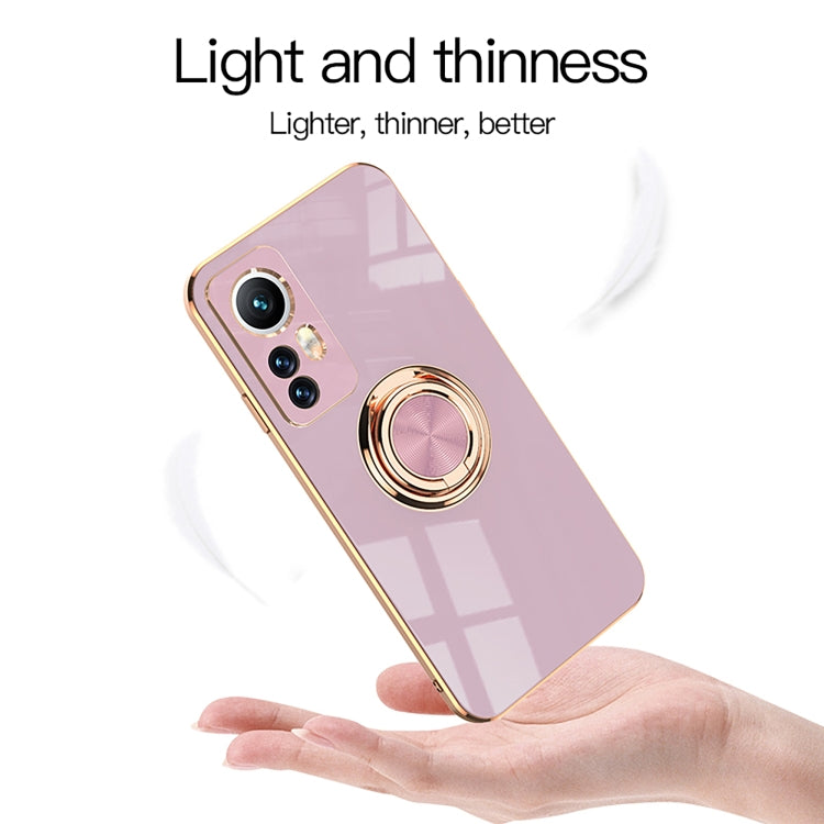 For Xiaomi 12 Lite 6D Electroplating Full Coverage Silicone Phone Case with Magnetic Ring Holder