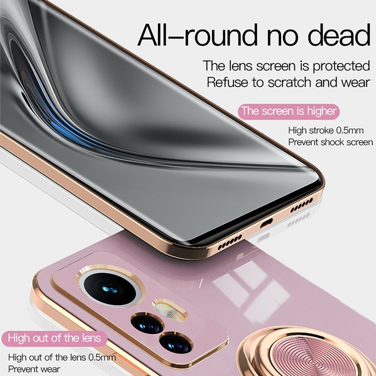 For Xiaomi 12 Lite 6D Electroplating Full Coverage Silicone Phone Case with Magnetic Ring Holder