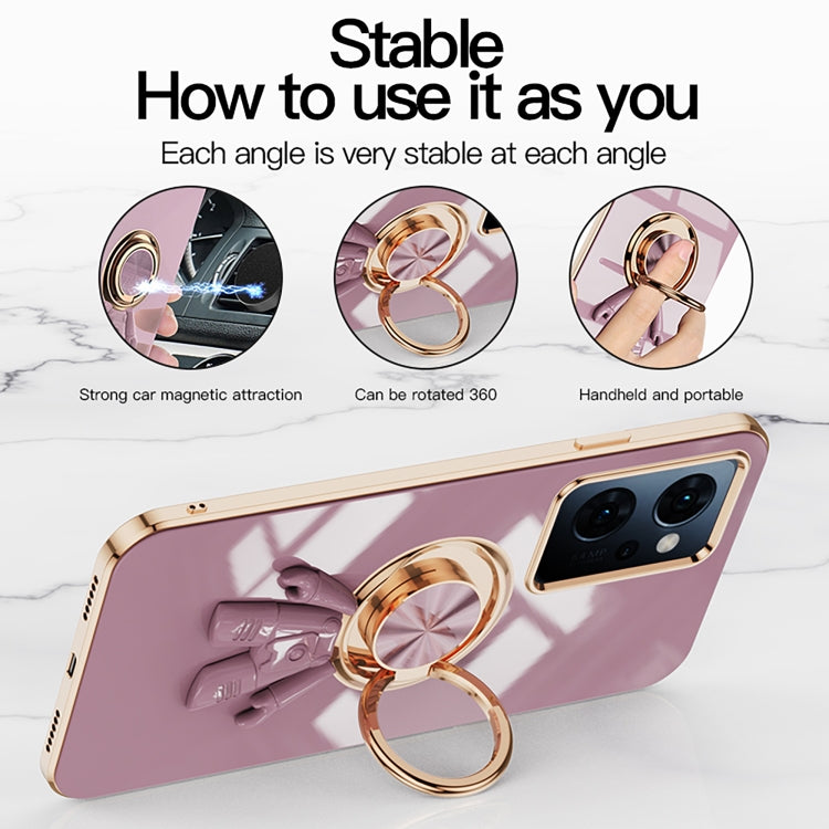 For OPPO Reno7 A 6D Electroplating Astronaut Ring Kickstand Phone Case