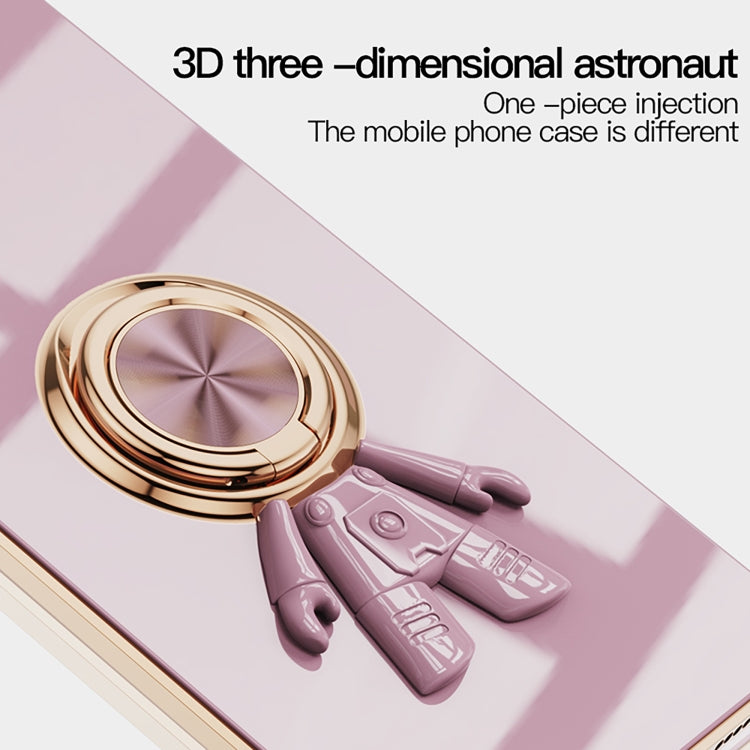 For OPPO Reno7 A 6D Electroplating Astronaut Ring Kickstand Phone Case