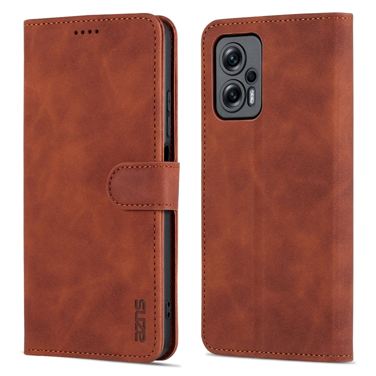 For Xiaomi Redmi Note 11T Pro/POCO X4 GT AZNS Skin Feel Calf Texture Flip Leather Phone Case