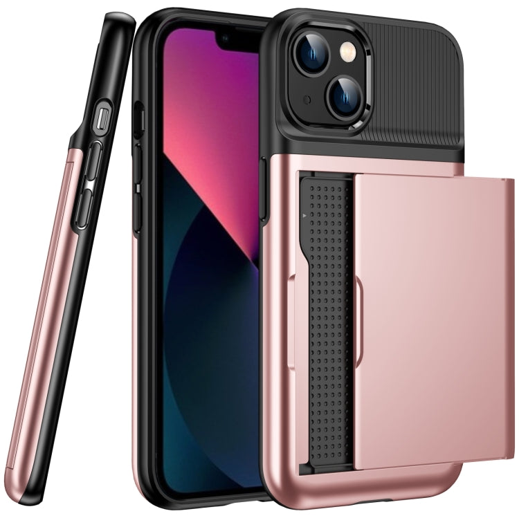 For iPhone 14 Card Slot Armor PC + TPU Phone Case