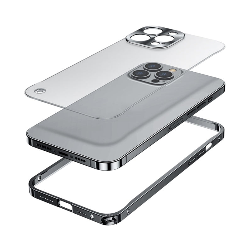 For iPhone 14 Pro Max Metal Frame + Frosted PC Phone Case