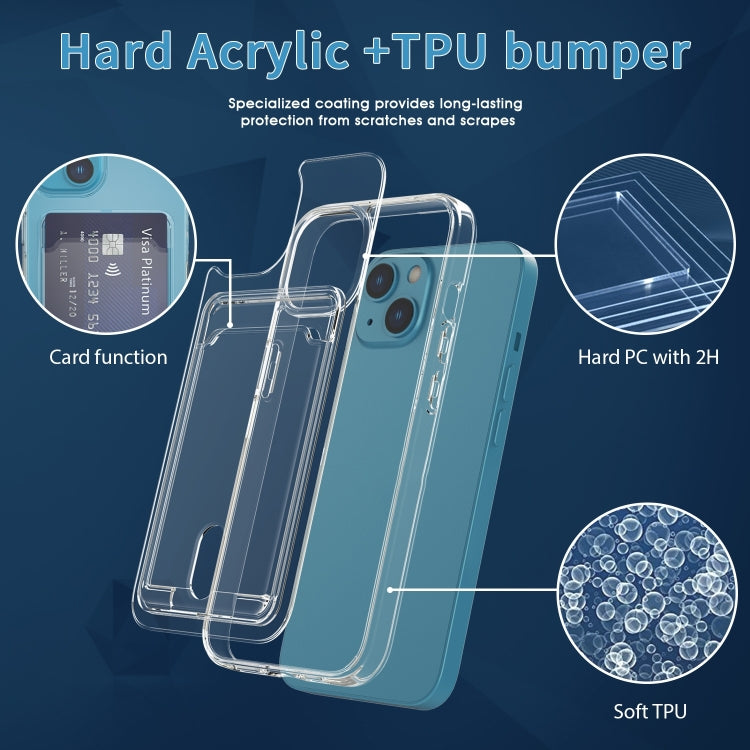 For iPhone 14 Plus Crystal Card Slot PC + TPU Phone Case (Transparent)