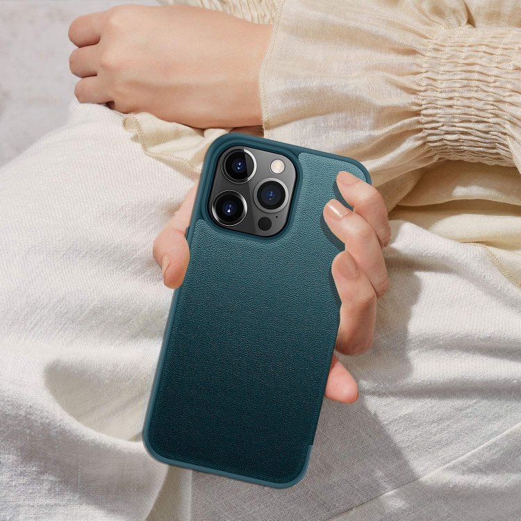 For iPhone 14 Plus Magnetic Side Window View Shockproof Horizontal Flip Leather Case