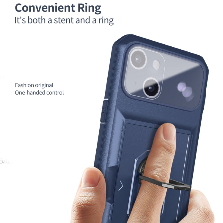 For iPhone 14 Card Ring Holder PC + TPU Phone Case