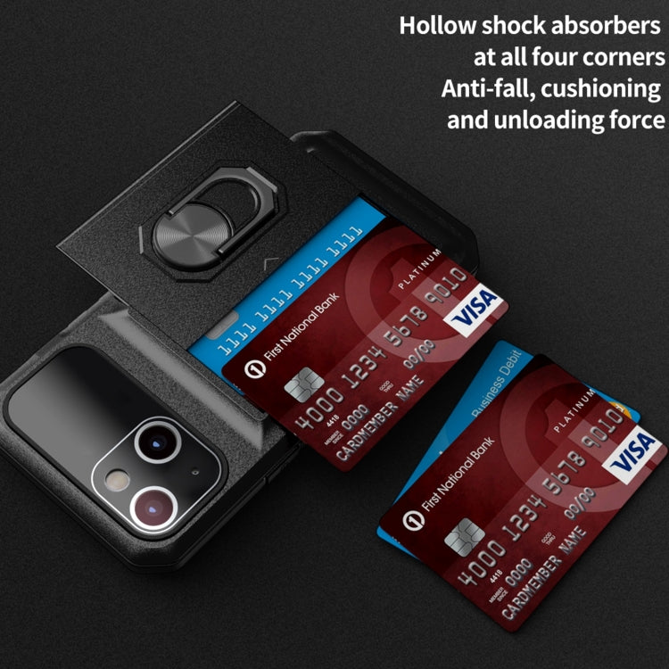 For iPhone 14 Plus Card Ring Holder PC + TPU Phone Case