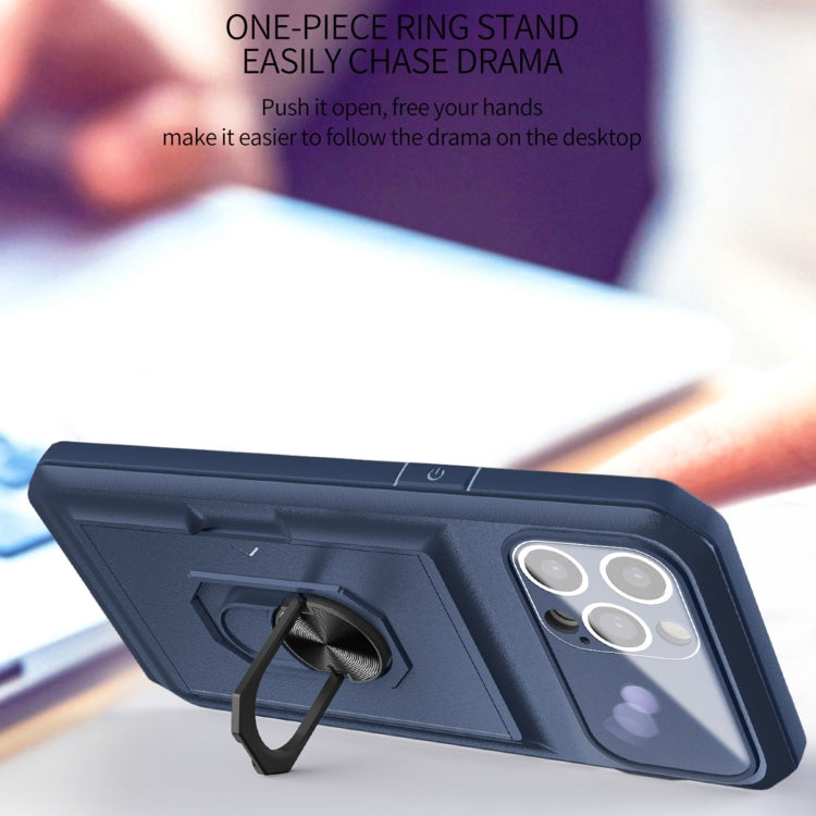 For iPhone 14 Pro Max Card Ring Holder PC + TPU Phone Case