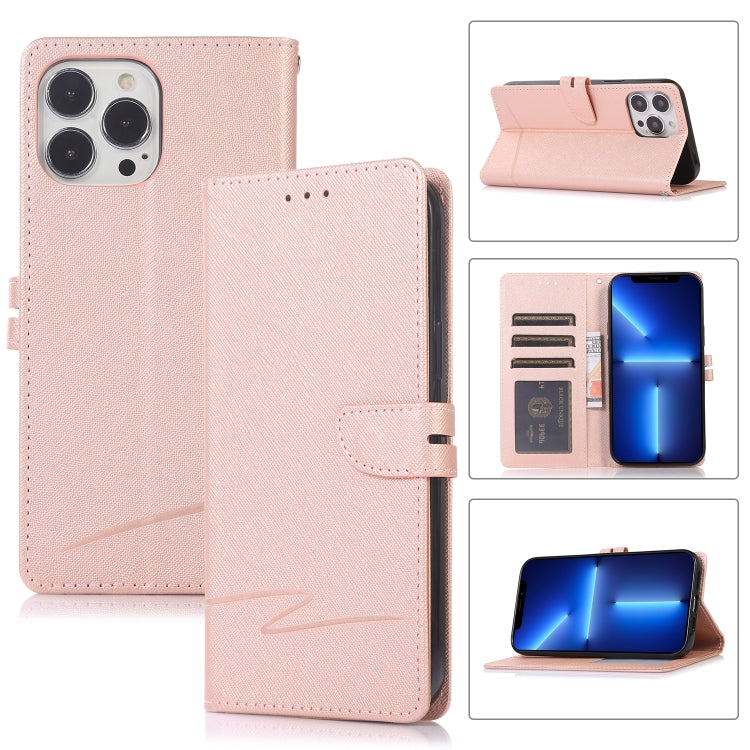 Cross Texture Horizontal Flip Leather Phone Case For iPhone 14 Pro Max