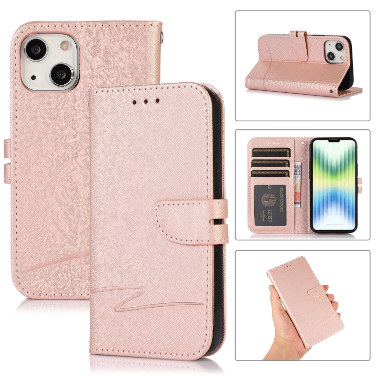 Cross Texture Horizontal Flip Leather Phone Case For iPhone 14 Max