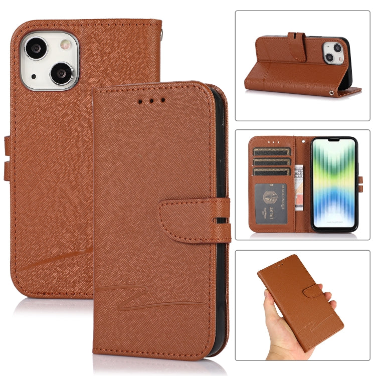 Cross Texture Horizontal Flip Leather Phone Case For iPhone 14 Max