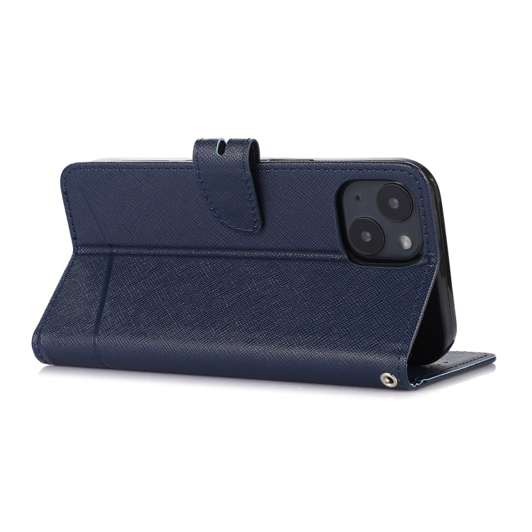 For iPhone 14 Cross Texture Horizontal Flip Leather Phone Case