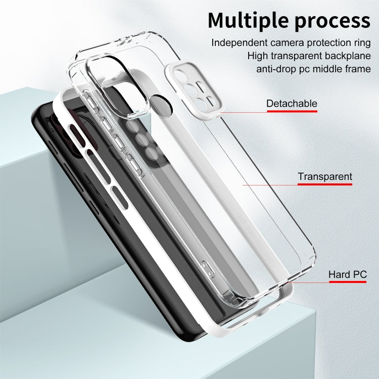For Motorola Moto G30 3 in 1 Clear TPU Color PC Frame Phone Case