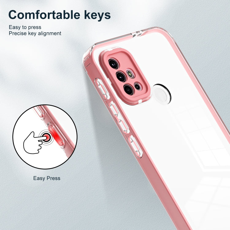 For Motorola Moto G30 3 in 1 Clear TPU Color PC Frame Phone Case