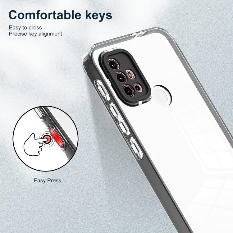 For Motorola Moto G30 3 in 1 Clear TPU Color PC Frame Phone Case