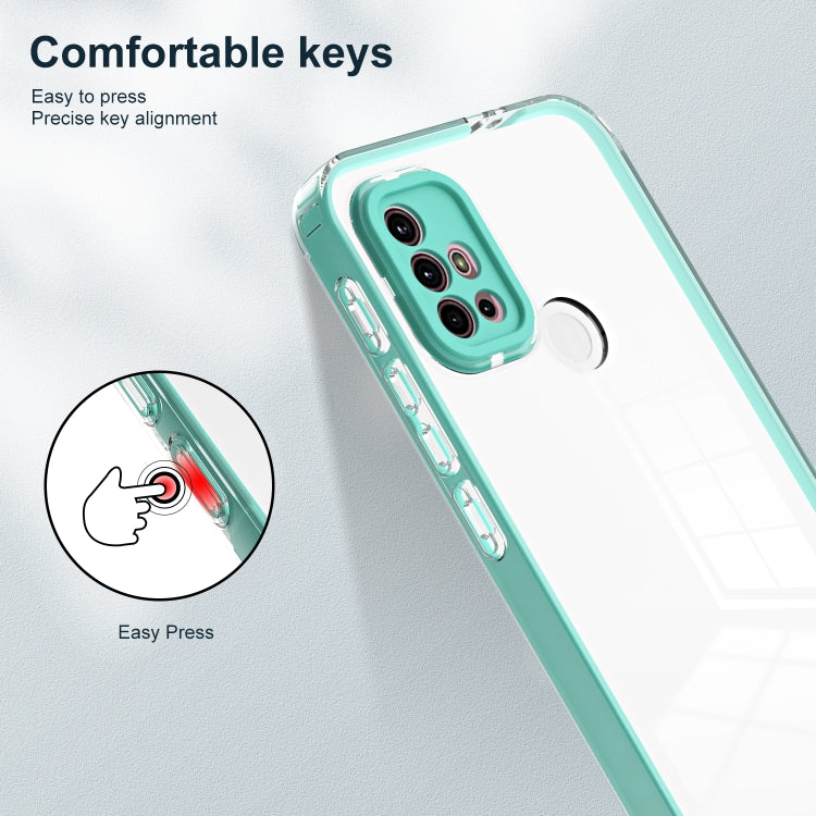 For Motorola Moto G30 3 in 1 Clear TPU Color PC Frame Phone Case