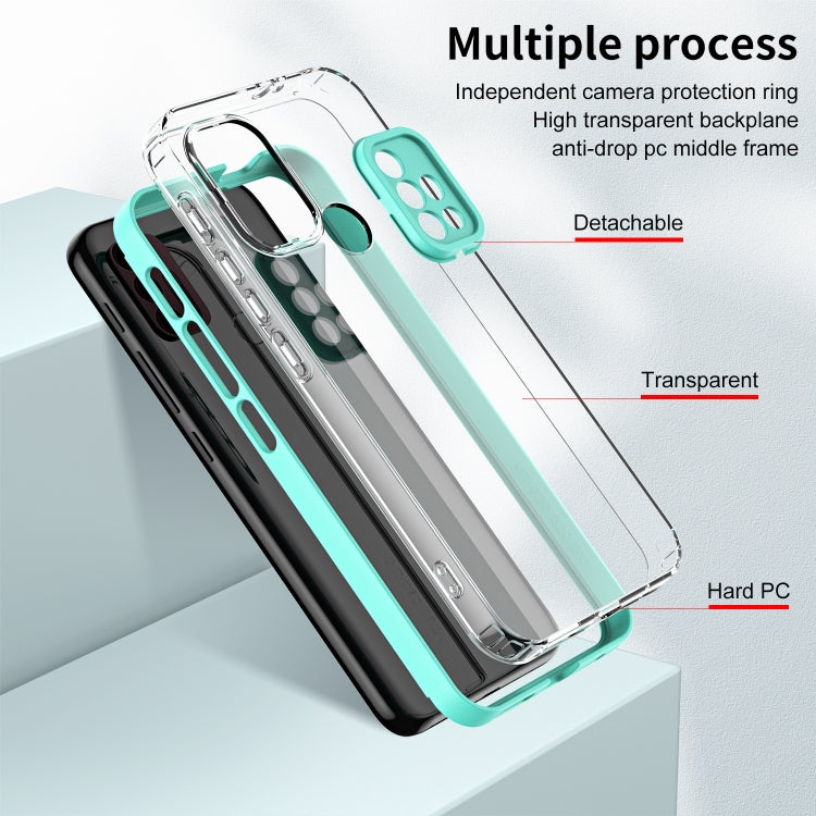 For Motorola Moto G30 3 in 1 Clear TPU Color PC Frame Phone Case