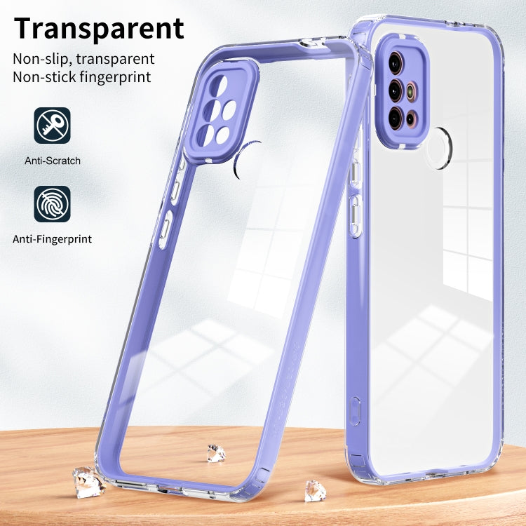For Motorola Moto G30 3 in 1 Clear TPU Color PC Frame Phone Case