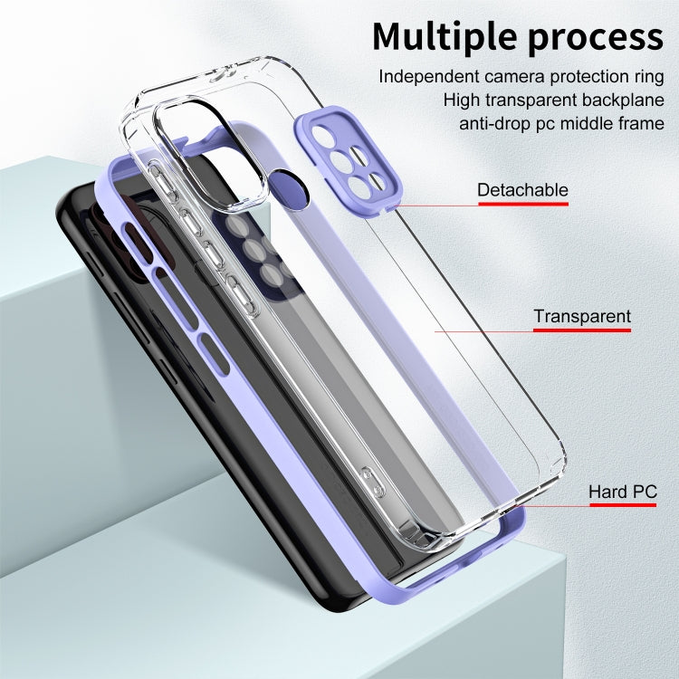 For Motorola Moto G30 3 in 1 Clear TPU Color PC Frame Phone Case