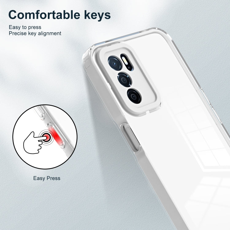 For OPPO A16 / A16s 3 in 1 Clear TPU Color PC Frame Phone Case