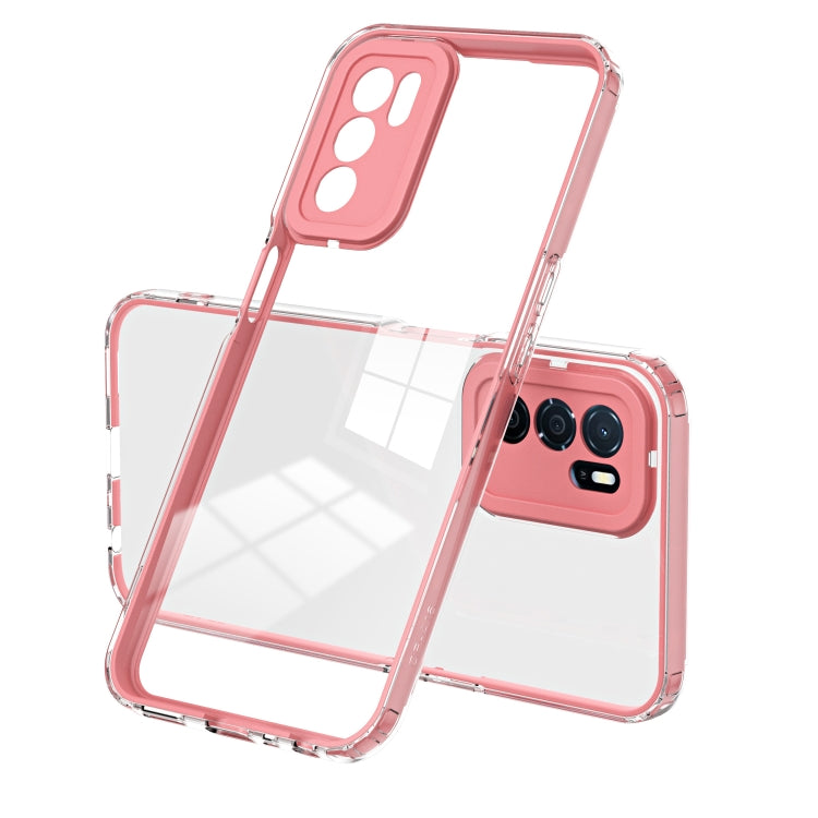 For OPPO A16 / A16s 3 in 1 Clear TPU Color PC Frame Phone Case