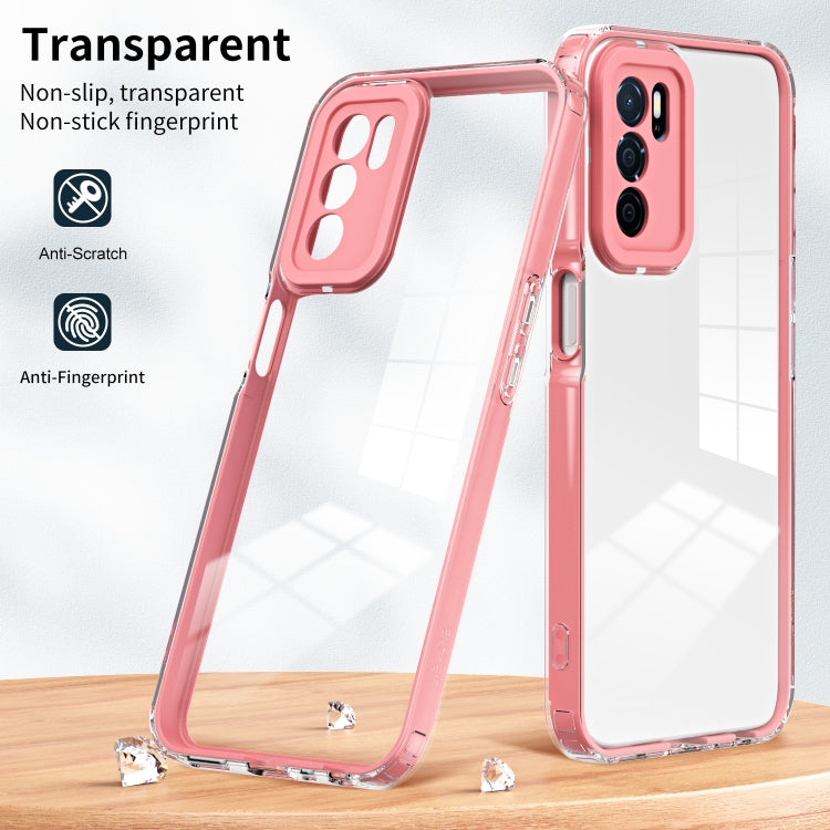 For OPPO A16 / A16s 3 in 1 Clear TPU Color PC Frame Phone Case