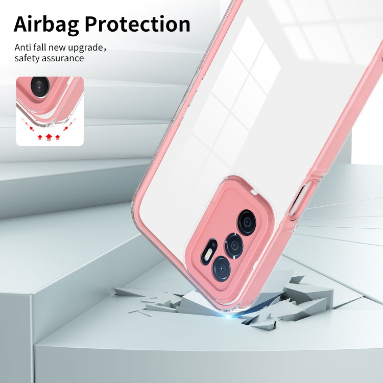 For OPPO A16 / A16s 3 in 1 Clear TPU Color PC Frame Phone Case