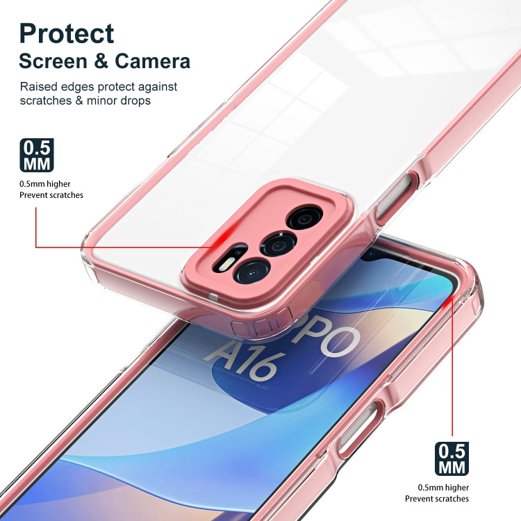 For OPPO A16 / A16s 3 in 1 Clear TPU Color PC Frame Phone Case