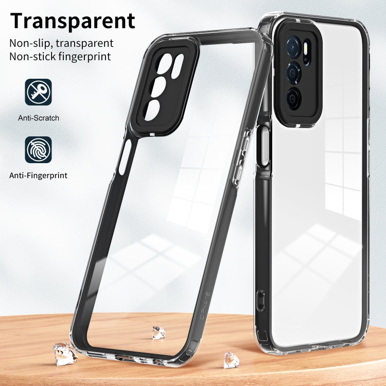 For OPPO A16 / A16s 3 in 1 Clear TPU Color PC Frame Phone Case