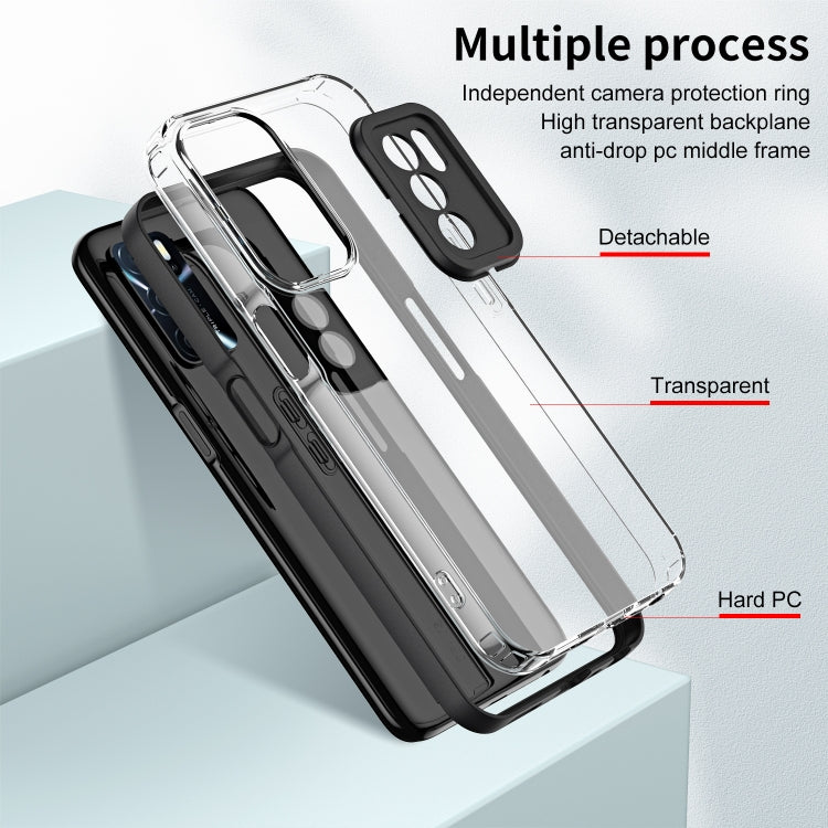 For OPPO A16 / A16s 3 in 1 Clear TPU Color PC Frame Phone Case