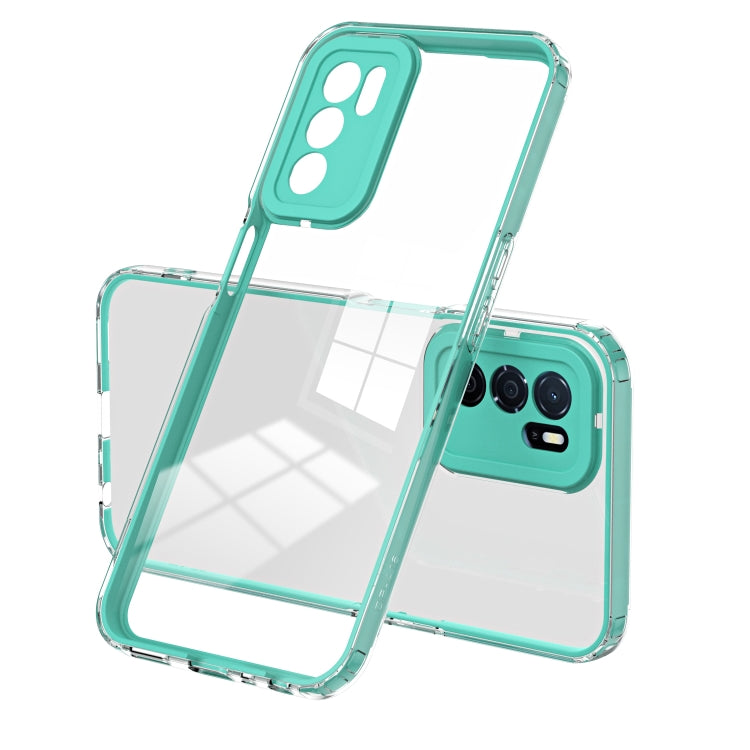For OPPO A16 / A16s 3 in 1 Clear TPU Color PC Frame Phone Case