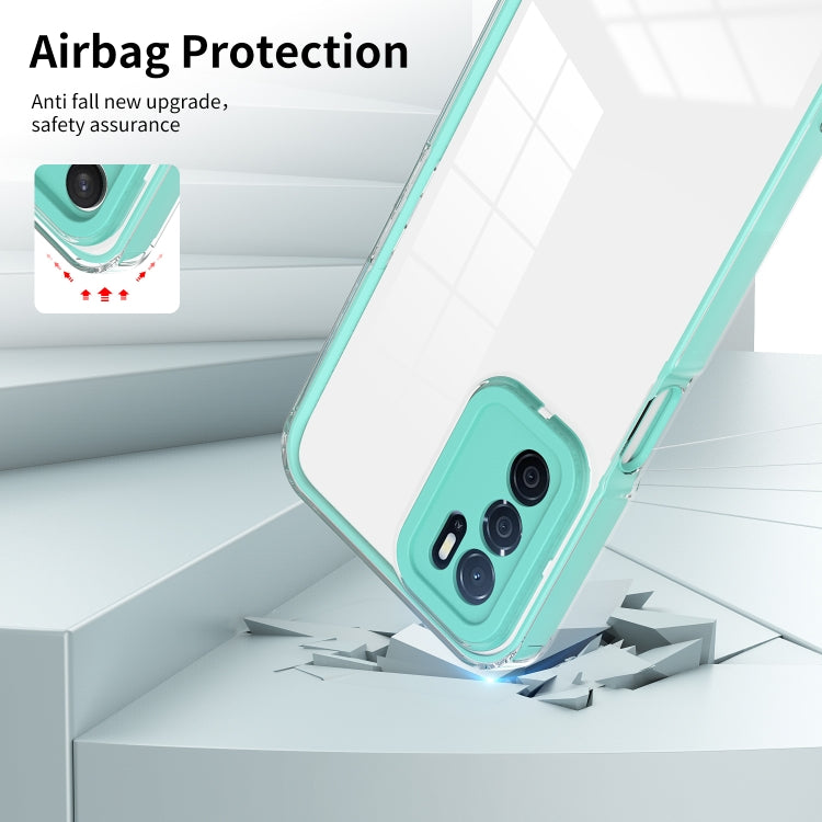 For OPPO A16 / A16s 3 in 1 Clear TPU Color PC Frame Phone Case