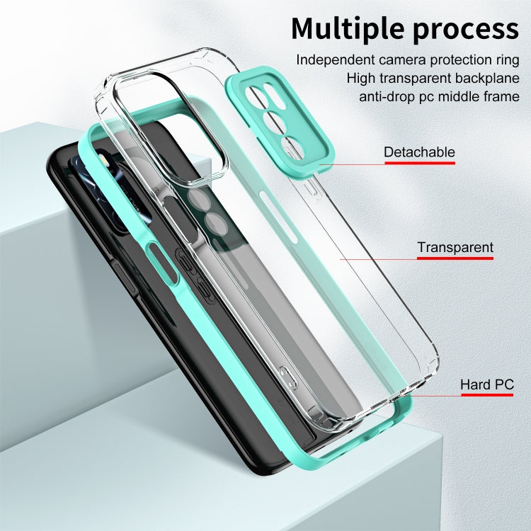 For OPPO A16 / A16s 3 in 1 Clear TPU Color PC Frame Phone Case