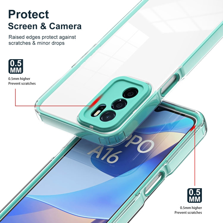 For OPPO A16 / A16s 3 in 1 Clear TPU Color PC Frame Phone Case