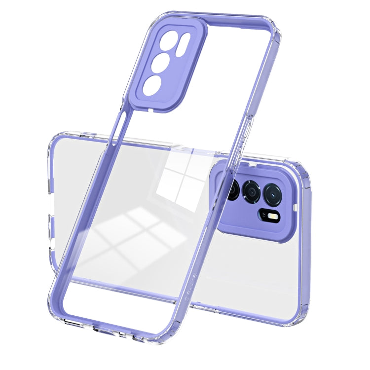 For OPPO A16 / A16s 3 in 1 Clear TPU Color PC Frame Phone Case