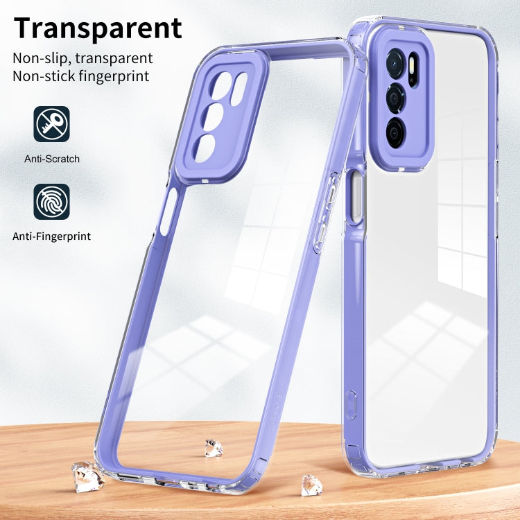 For OPPO A16 / A16s 3 in 1 Clear TPU Color PC Frame Phone Case