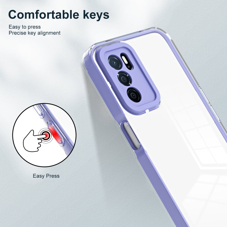 For OPPO A16 / A16s 3 in 1 Clear TPU Color PC Frame Phone Case